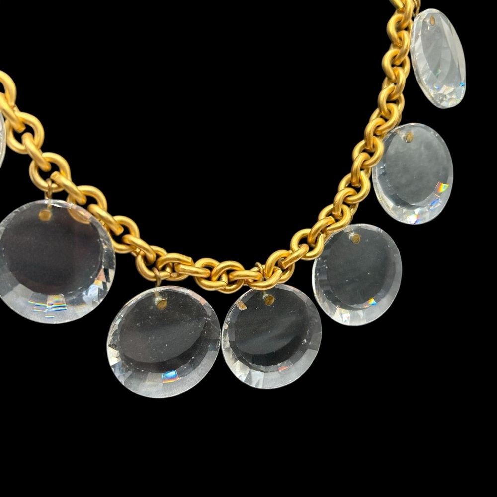 Vintage Anne Klein Faceted Glass Disk Statement Necklace - Picture 2 of 7